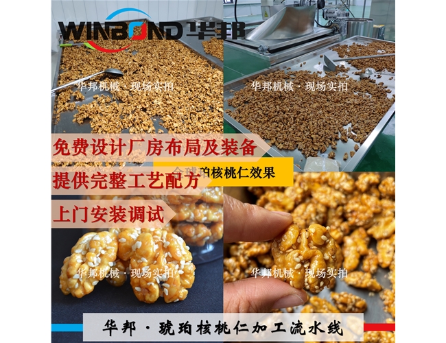 琥珀核桃裹糖機(jī) 華邦風(fēng)味核桃仁加工設(shè)備 可試機(jī)